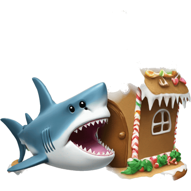 Shark sitting in a gingerbread house  emoji