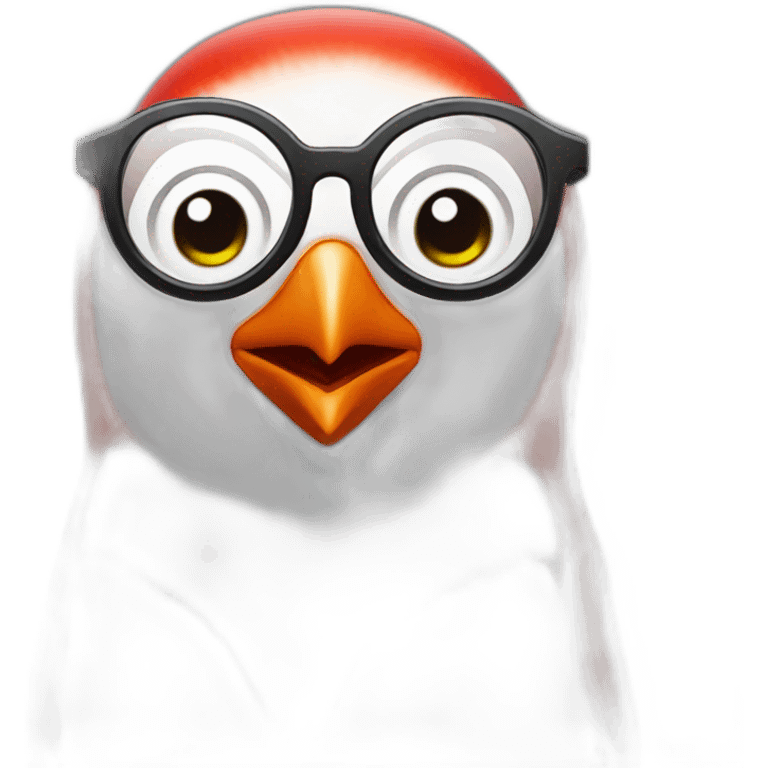 Red Penguin With Glasses emoji