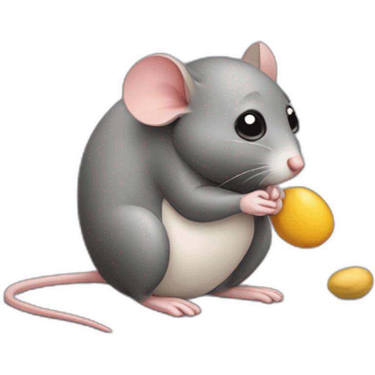 Depressed mouse holding a single bean emoji