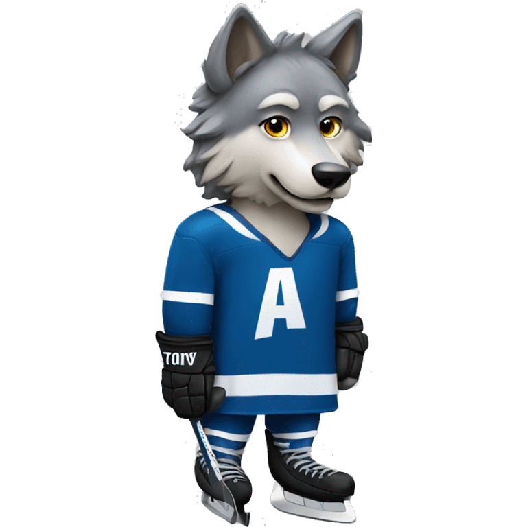 A wolf in hockey uniform emoji