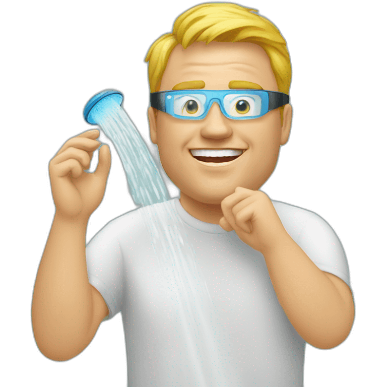 robert scoble taking a shower with google glass emoji