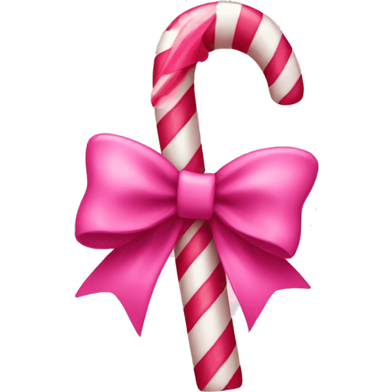 Pink candy cane with pink bow emoji