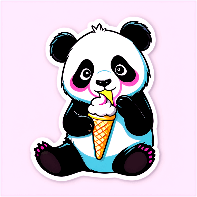 Panda eating ice cream emoji