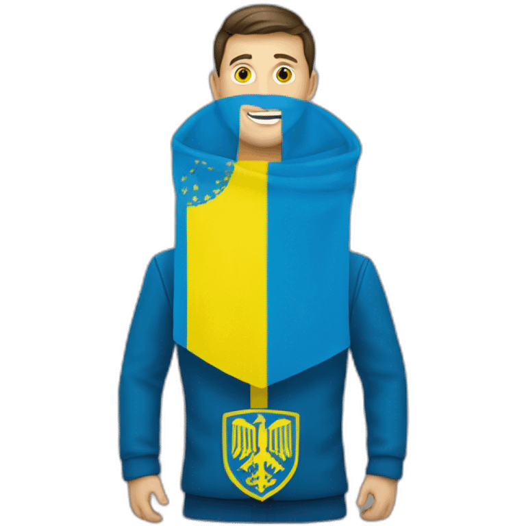 Zelenskyi with the flag of Ukraine emoji