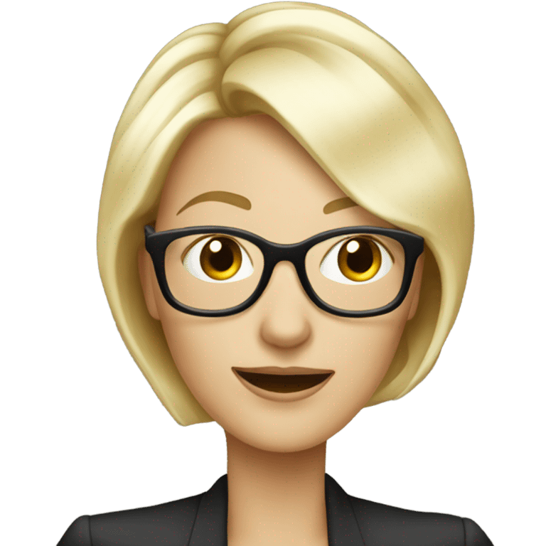 Elegant Blonde woman wearing glasses calling on cell phone emoji