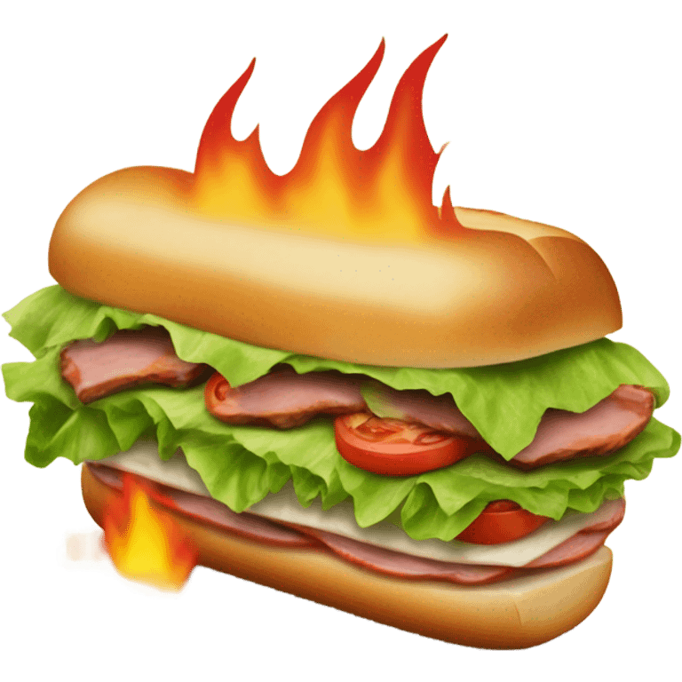 Sandwich sub in flames emoji