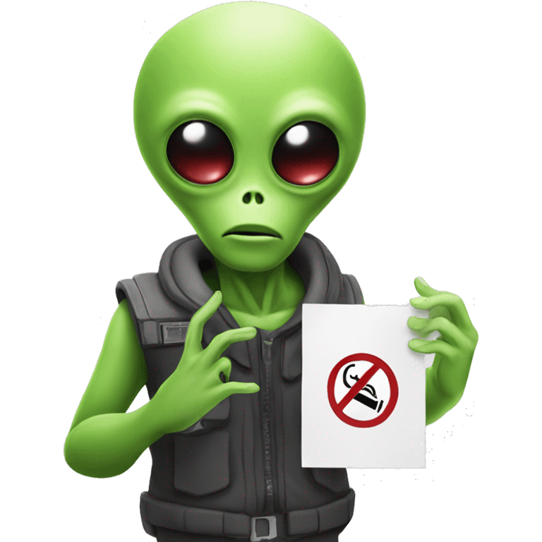 Alien holding a “no smoking” sign emoji