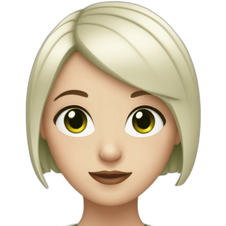 white girl with green eyes and black short bob hair emoji