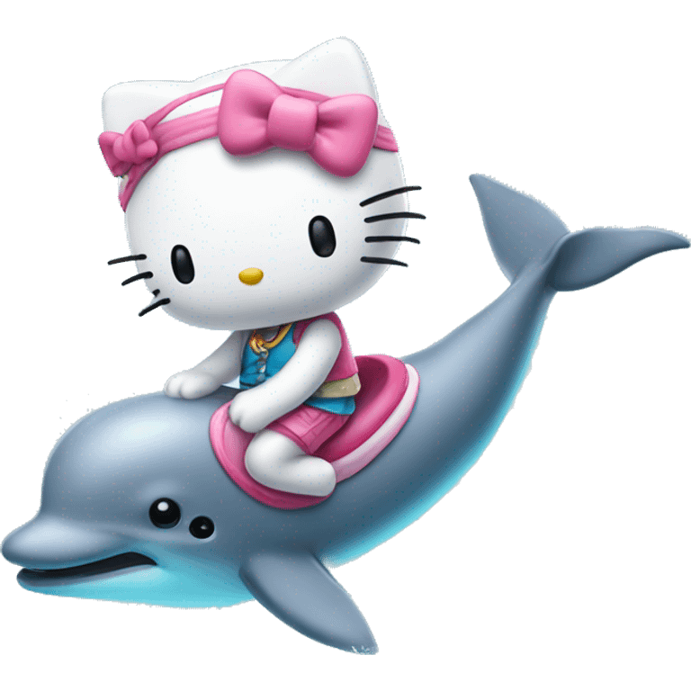 Hello kitty riding dolphin emoji