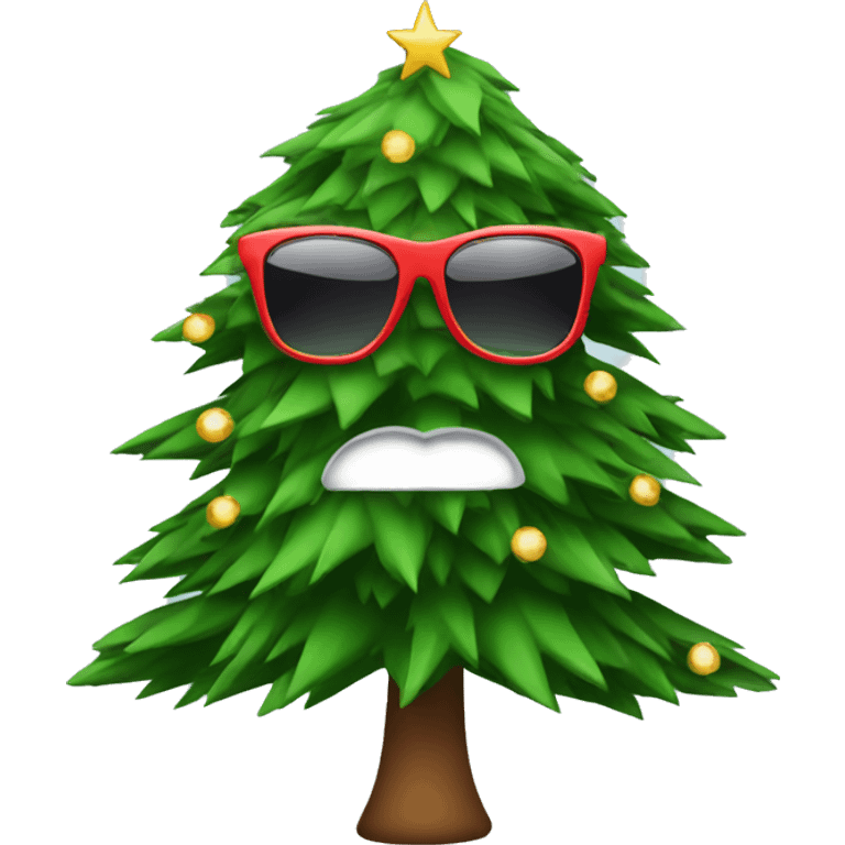 Christmas tree with sunglasses emoji