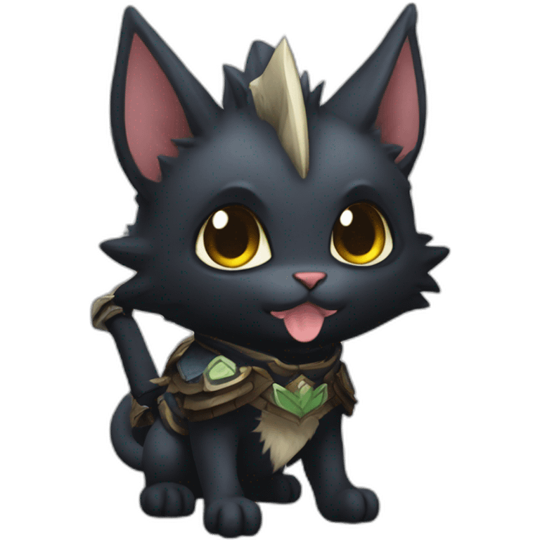 chibi monster hunter palico with black fur emoji