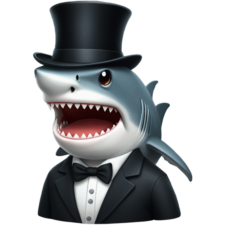 Shark with a top hat emoji