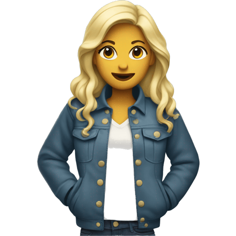 Blonde girl jacket wrapped around waist emoji