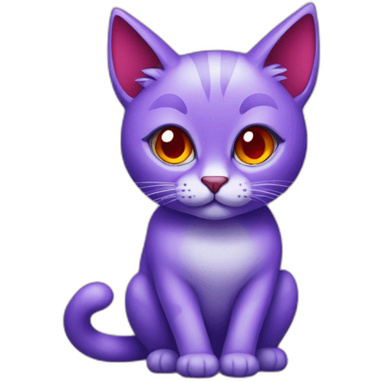 Purple cat with red crystals emoji