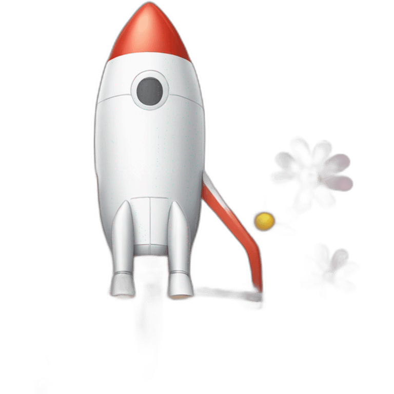 a rocket ship powered by flowers emoji