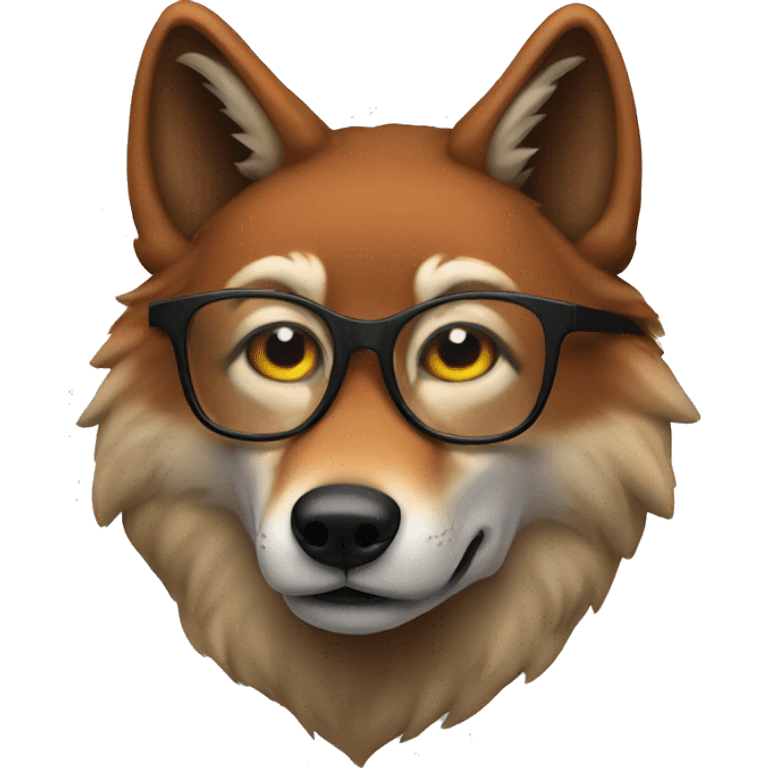 A red wolf with glasses emoji