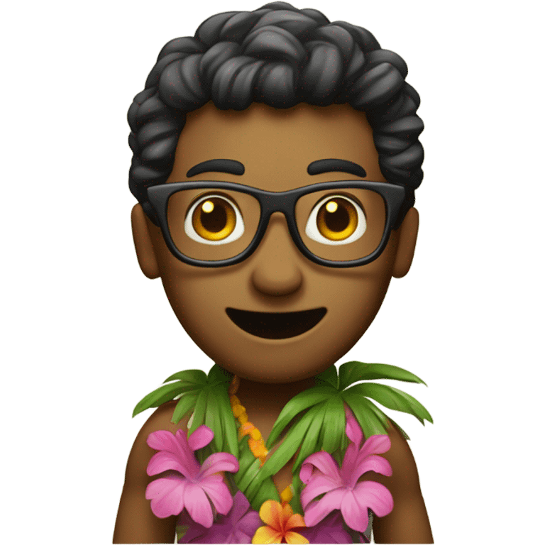 Nerd in Hawaii top doing hula dance emoji