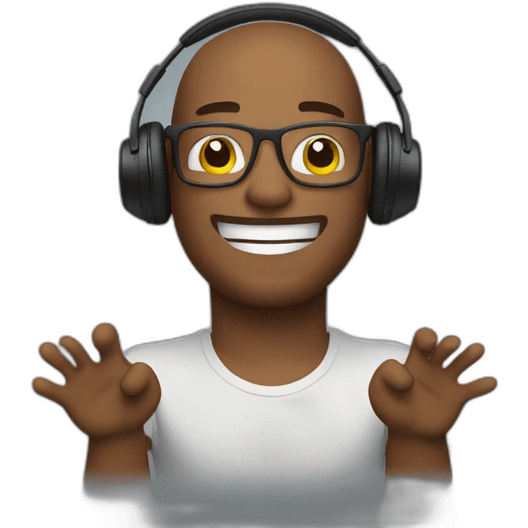 man with headphones on and arms out  emoji