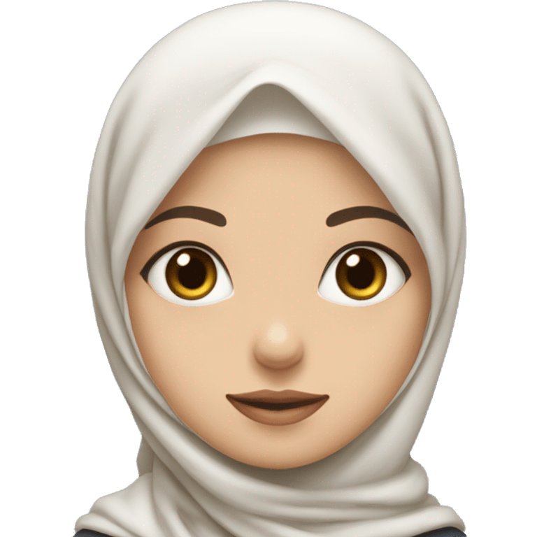 fille avec hijab, un teint claire et un chat blanc au yeux bleu emoji