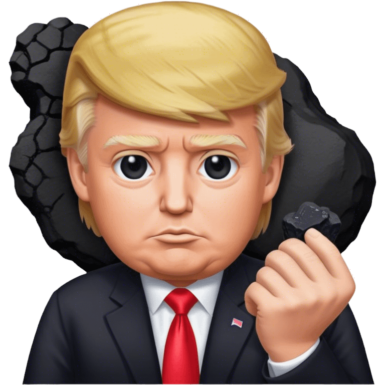 Trump holds coal in his hands emoji