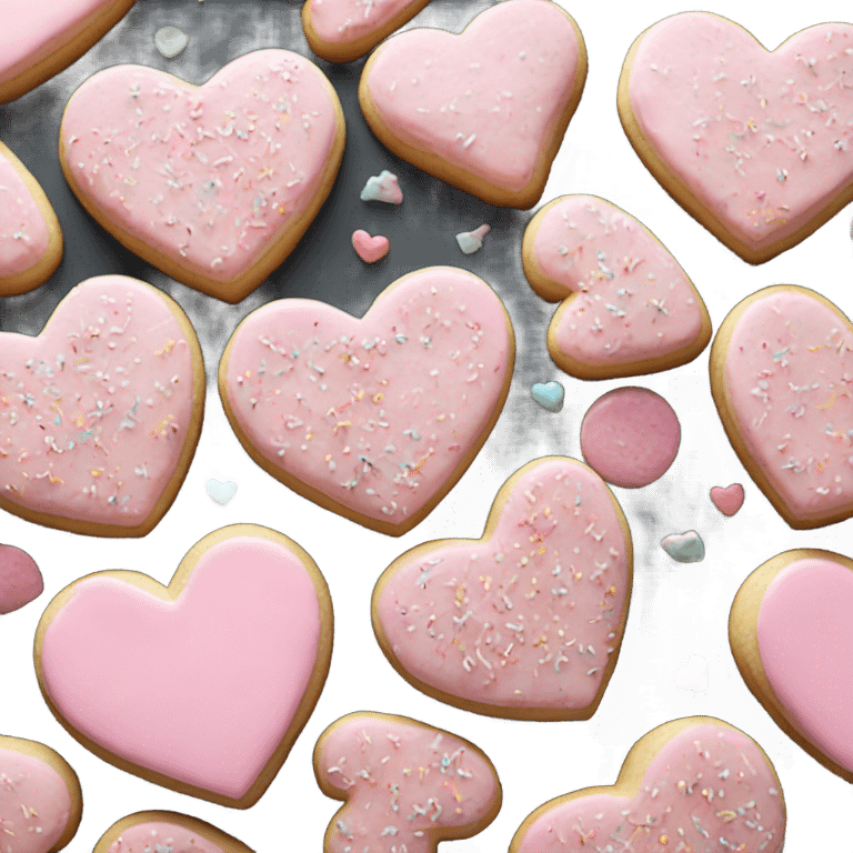 heart shaped sugar cookie with pastel pink frosting and sprinkles emoji