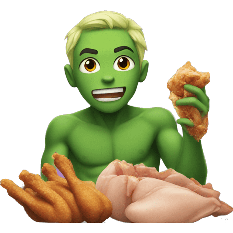 Beast boy eating chicken in car emoji