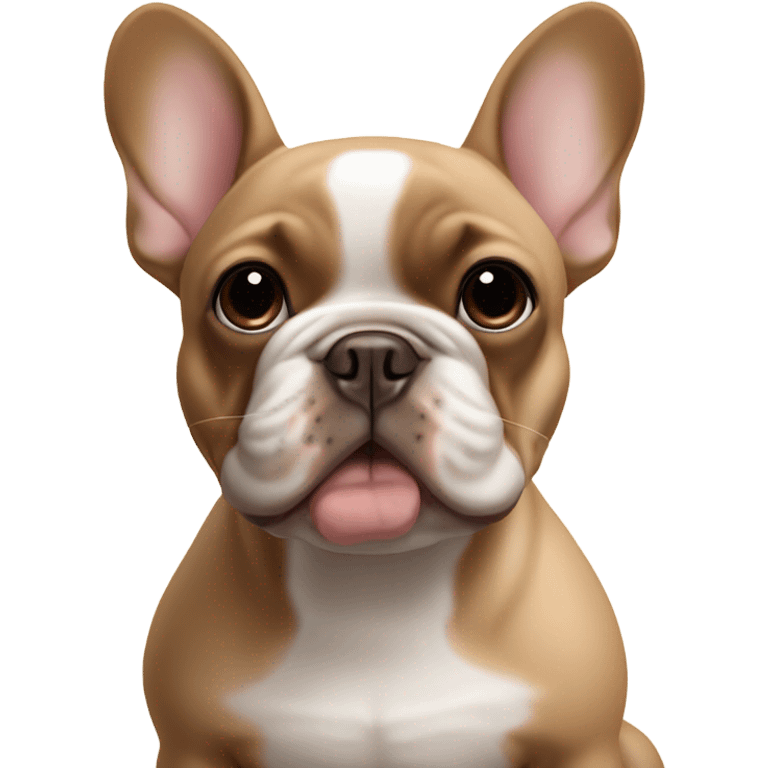 Baby brown and tan French bulldog with fawn French bulldog friends emoji