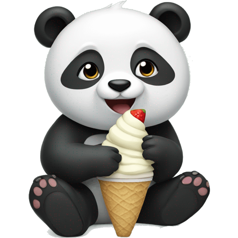 Panda eating ice cream emoji