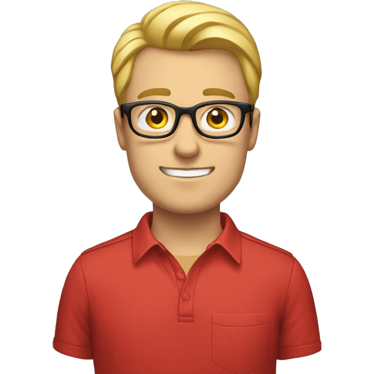 man with blond hair, white skin, wearing glasses, clean-shaven, wearing a red shirt emoji