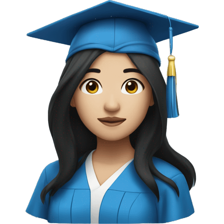 asian girl wearing blue graduation cap with long black hair emoji