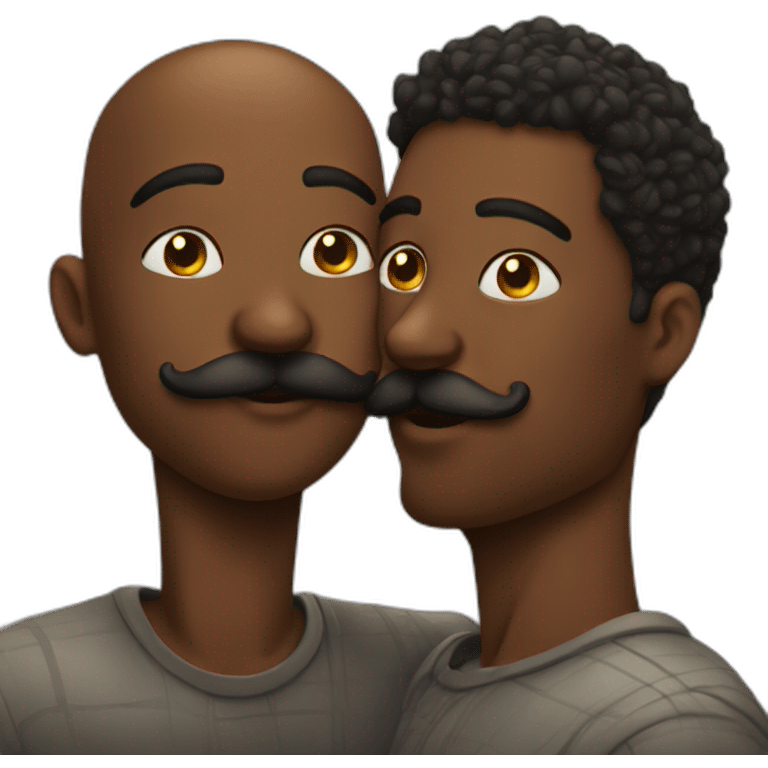 African man kissing a guy with moustache emoji