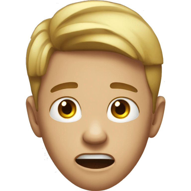 Young man with panic face emoji