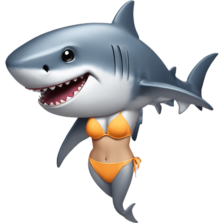 A shark wearing a bikini emoji