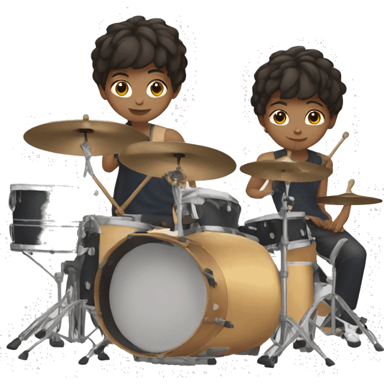 teenager with matte skin and short hair playing drums emoji