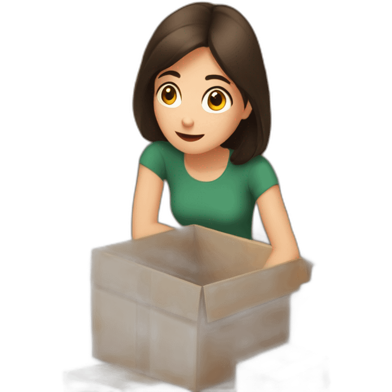 Brunette girl overwhelmed by lots of boxes emoji