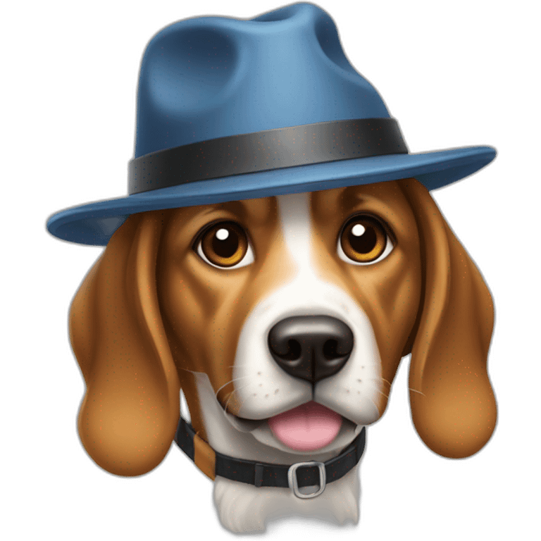 Un chien avec un chapeau emoji