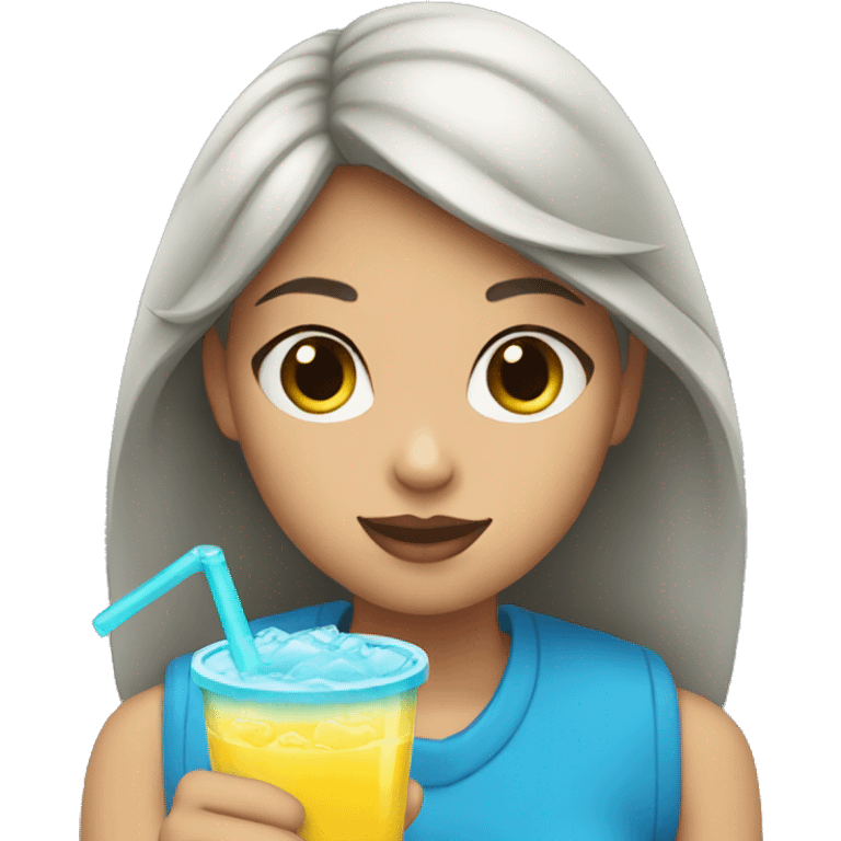 Girl with blue drink emoji