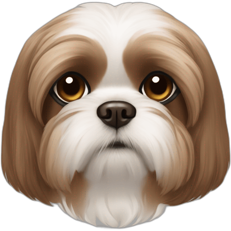 all brown shih-tzu dog brown nose no white short ears emoji