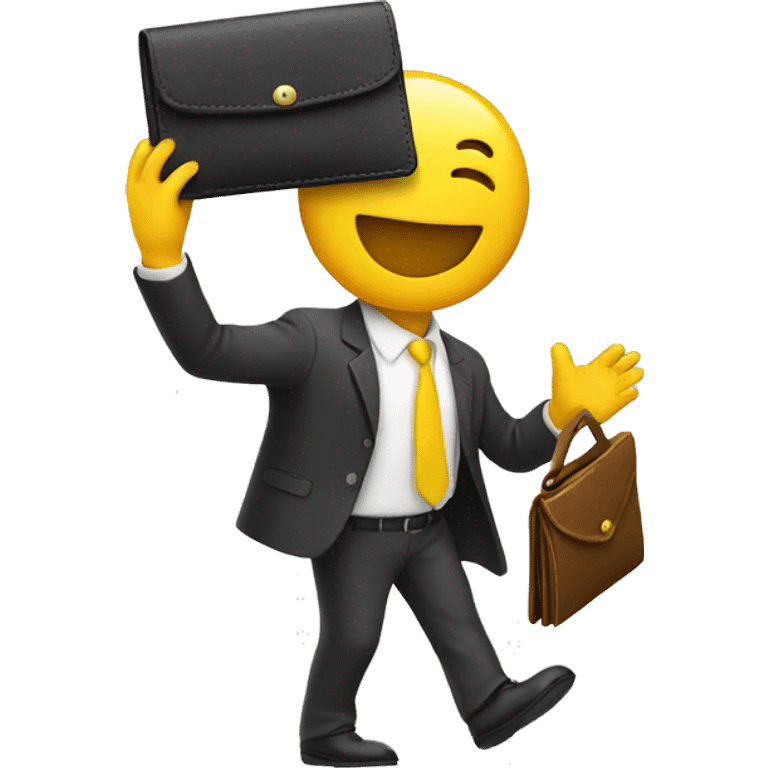 Yellow emoji waving a wallet emoji