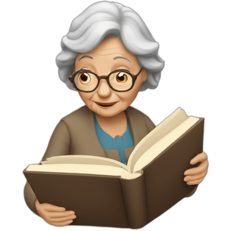 Old woman reading a book emoji