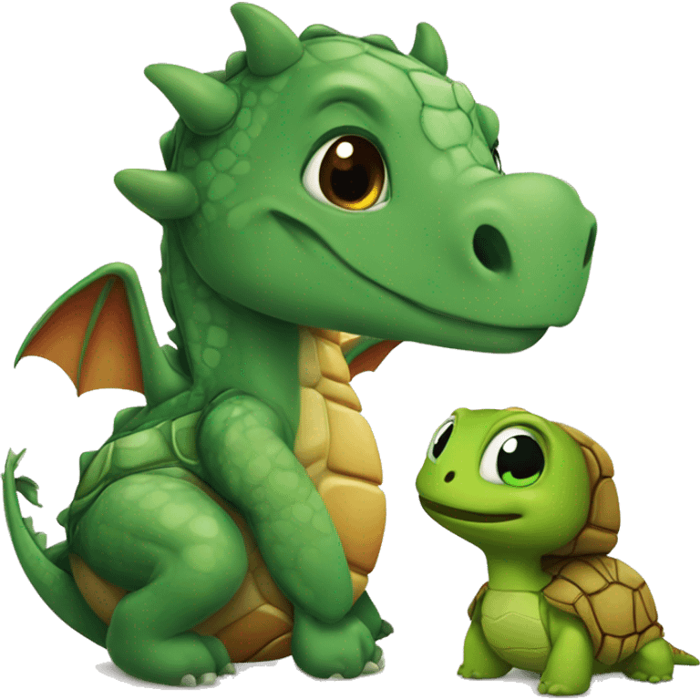 A dragon and a turtle in love emoji