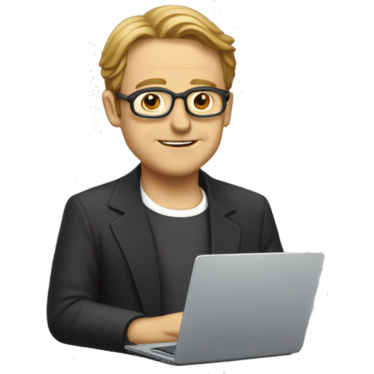 Religious Gerard Deparye with a laptop works emoji