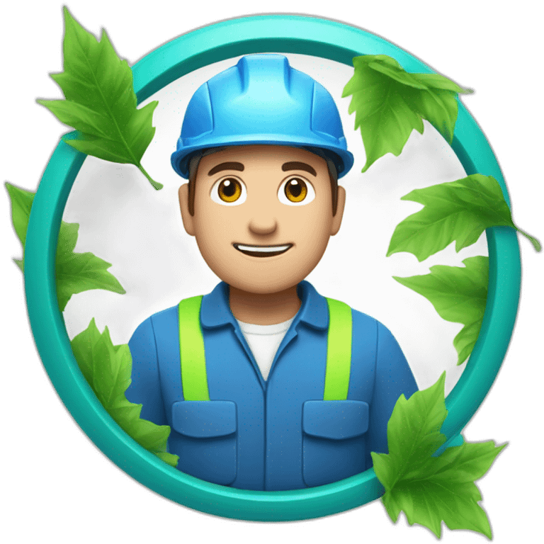 blue "e" from Engie logo with high voltage in green leaves emoji