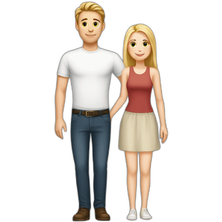 A tall white guy and a short white girl couple emoji