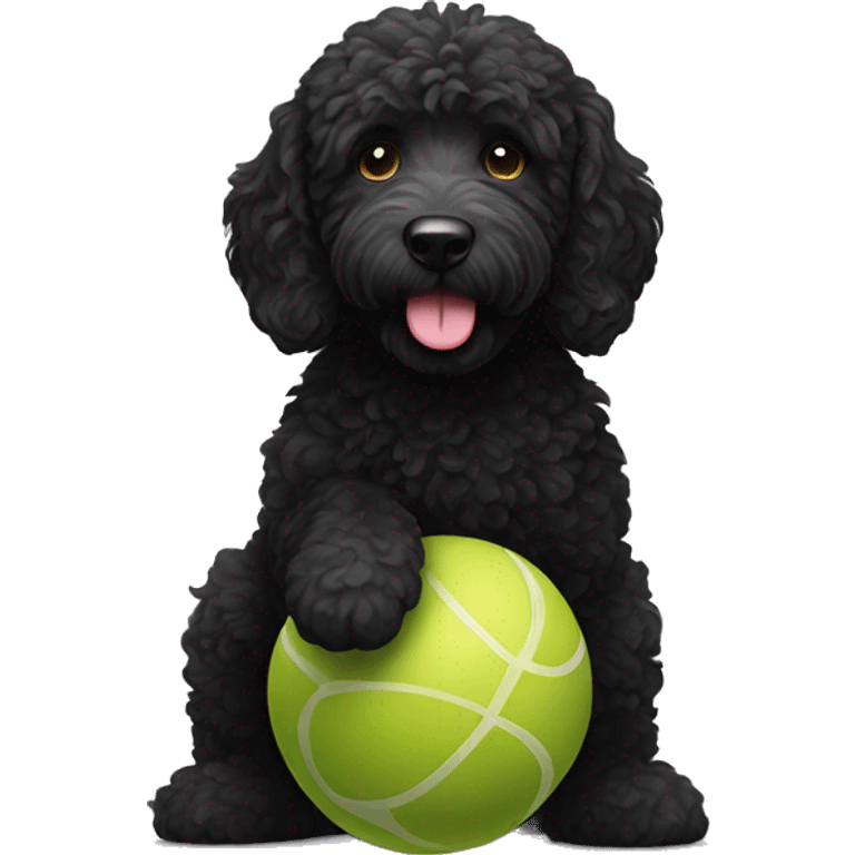 black labradoodle playing with a ball emoji