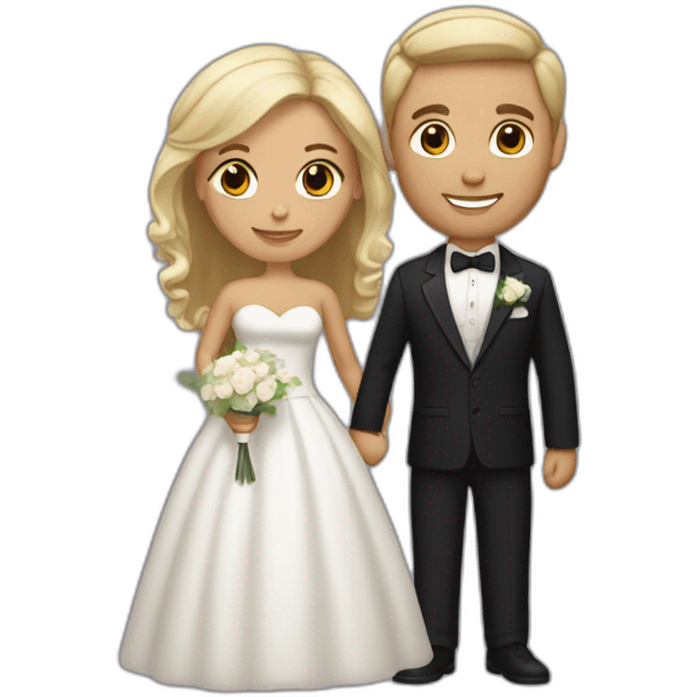 Tan Woman with dark brown hair and man with blonde hair getting married emoji