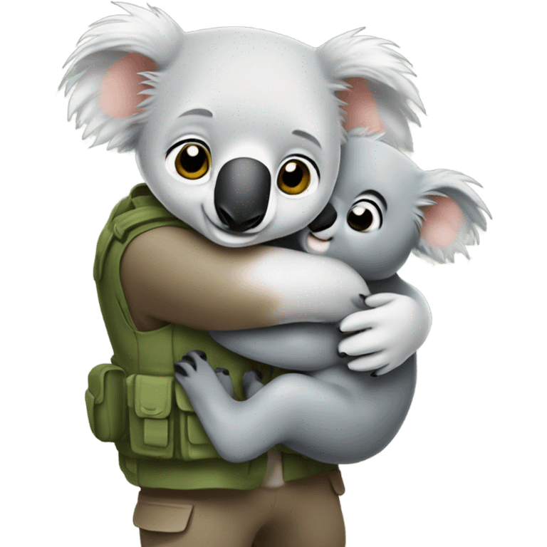 very cute koala hugging zookeeper emoji