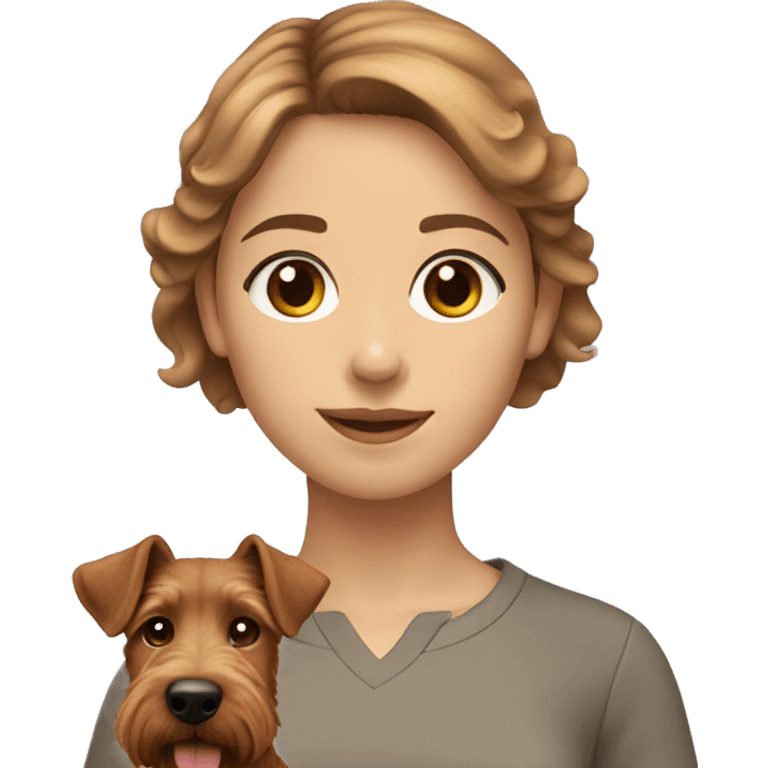 Light brown hair girl with welsh terrier emoji