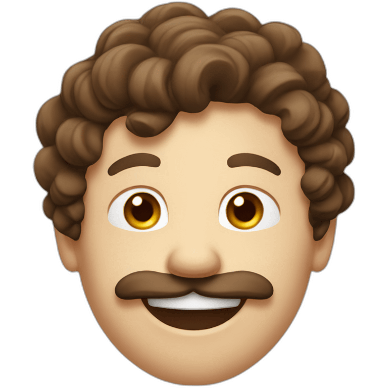 man with brown hair, a moustache whos is laughing emoji