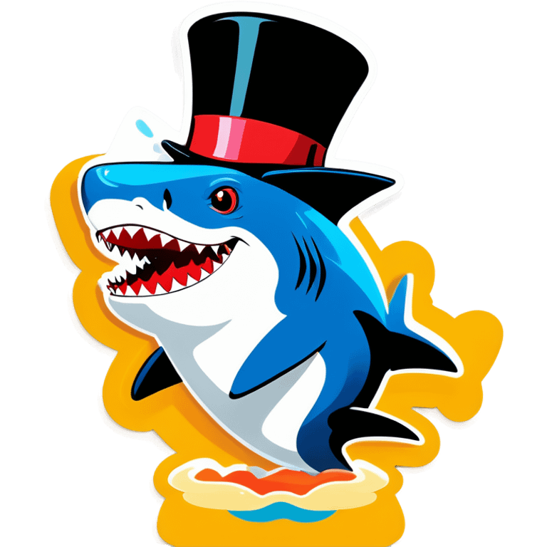 Shark with a top hat emoji